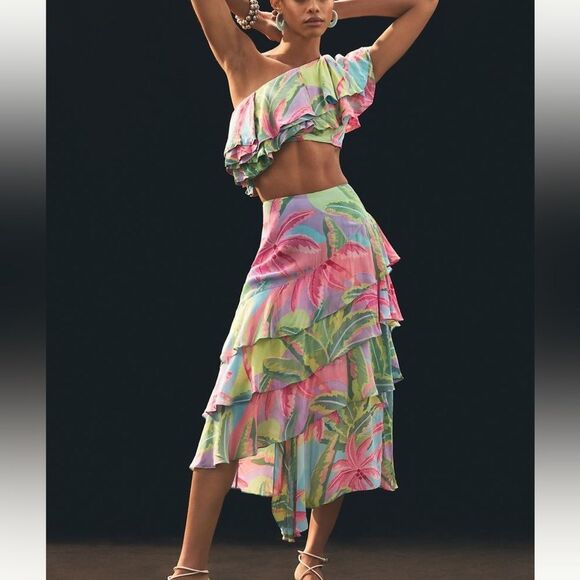 Farm Rio Tiered Asymmetrical Skirt - Picture 2 of 5